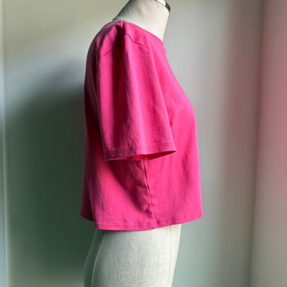 Theory Supima Cotton Clinton Easy Crop Tee Hot Pink Size Medium - Picture 5 of 10